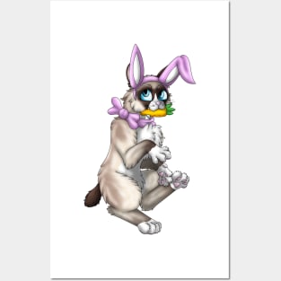 Bobtail BunnyCat: Snowshoe Point (Pink) Posters and Art